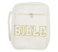 TOMETURE Bible Cover with Handle: Bible Cover Pouch with Zipper & Pen Slot - Christian Scriptures Storage - Religious Sacred Book Bag for Temple Church Worship, Beige