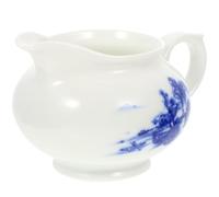 TOMETURE Blue and White Porcelain Ceramic Gravy Dispenser and Milk Jug with Handle for Table Serving Sauces and Dressings in Restaurants and Homes