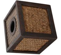 TOMETURE Boho Square Bamboo Tissue Box Cover with Decorative Woven Design, Space-saving and Versatile Storage for Home and Decoration, Coffee Colour Natural Wooden Napkin Holder