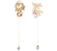 TOMETURE Bookmarks Book Marks Chinese Style Lightweight Metal 2pcs Copper Page Locating Beautifully Designed Antique Book Accessories for Students