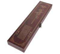 TOMETURE Brown Wooden Chinese Style Paint Brush Organizer and Students, Decorative Long-term Use Brush Storage Box Suitable for Calligraphy and Drawing