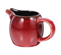 TOMETURE Ceramic Creamer Pitcher with Handle and Spout, 150ml Milk Jug for Coffee and Syrup, Red Glossy Sauce Pourer for Home and Cafe Afternoon Tea