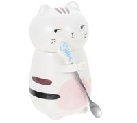 TOMETURE Creative Ceramic Cat Mug with Spoon and Smooth Surface, Comfortable to Touch Cute Cat Shape Coffee Cup for Home and Restaurant Use, Unique Lovely Design