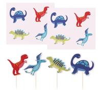 TOMETURE Dinosaur Cartoon Cake Decorative Toppers Paper Flags 36pcs Assorted Colour Cake Picks for Birthday Topper and Showers Party Supplies