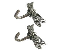 TOMETURE Dragonfly for Hanging Clothes in Silver Zinc Alloy Wall Hooks 2pcs Vintage-Inspired Elegant Decor with Space Optimization and Effortless Installation for Bathroom and Small Rooms