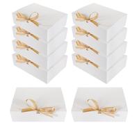TOMETURE Gift Box Lightweight Folding Cardboard with Ribbon White 10pcs and Easy to Fold Elegant Party Present Box for Wedding and Birthday for Perfume and Candy Packaging