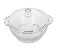 TOMETURE Glass Stew Cooker Oven Proof Skillet with Cover Double Ear 1.5l Heat Resistant Multipurpose Pot for Food and Noodles Simple Design