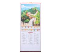 TOMETURE Goat Year Scroll Calendar: 2027 Chinese Lunar Wall Calendar - Faux Rattan Monthly Planner Feng Shui Hanging Decoration for Home Office New Year