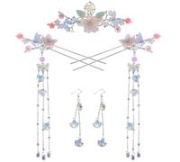 TOMETURE Hair Fork Hair Pin and Earring Set, Antique Alloy, Safely Holds Bun, for Ladies, for Weddings and Beauty Contests