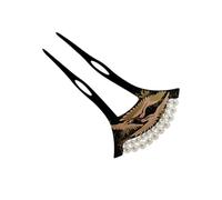 TOMETURE Hairpin Acrylic and Printing Material Elegant Retro Pearl and Red-crowned Crane Design Simple Hairstyle Decoration for Women for Festival and Daily Life