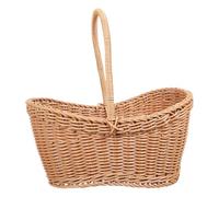 TOMETURE Hand-woven Plastic Rattan Storage Basket with Handle, Beautiful Weaving Lines, See Contents Easily, for Fruit and Books Storage during Festivals Or Quiet Night in The Backyard