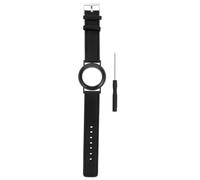 TOMETURE Leather Tracker Wristband Black Vintage Flat Head Strap Compatible with Locator Device, Tracking Locator Watch Band for Travel and Daily Use