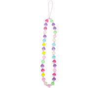 TOMETURE Lightweight Acrylic Heart-shaped Phone Charm Lanyard Decorative Beaded Mobile Phone Chain Strap for Everyday Use Random Color