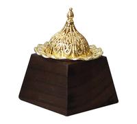 TOMETURE Lightweight Retro Arabian Style Incense Burner with Alloy and Wood Materials, Air Purifying Incense Holder for Home Desktop Aromatherapy and Decorative Use