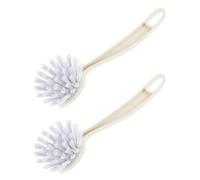 TOMETURE Long Handle Kitchen Pot and Dish Brushes 2 Pcs, Stiff Bristles, Plastic for Household Cleaning and Sink Scrubbing, Random Colour