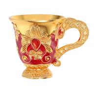 TOMETURE Mini Metal Wine Goblet with Embossed Floral Design, Break-Resistant Zinc Alloy Cup for Whiskey and Liqueur, Vintage Style High-end Drinkware for Home Use and Camping