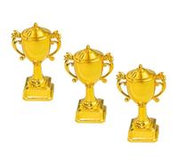 TOMETURE Mini Trophy Cake Topper Set Plastic 3pcs Cake Insert Decor Fine Workmanship Golden Trophy-shaped Design for Decorating Cupcakes for Competition Celebration Parties