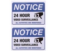 TOMETURE Monitored Warning Stickers 2Pcs Non-Reflective Security Camera Signs Adhesive Backing for 24H Video Surveillance in Domestic and Automotive Settings