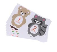 TOMETURE Monthly Stickers Paper Material, Will Not Leave Glue Stain 12pcs with Adorable Animal Design Repeatedly Paste for Newborn Growth Record and Photo Props