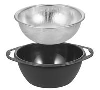 TOMETURE Multi-Functional Drain Basket with Large Capacity for Efficient Draining and Washing, Stainless Steel and Pp Veggie Washing Bowl with Double-Ear Handles and Fine Holes, for Kitchen