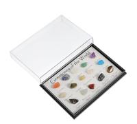 TOMETURE Natural Ore Specimens Box with 15 Unique Irregular Tumble Stones Made from Natural Crystal Ores, Easy to Store, for Reiki and Desk Display in Science Education