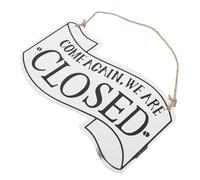 TOMETURE Open and Close Signs for Shops Double-sided Door Hanging Sign Vintage Style White Synthetic Material Wooden Plaque with Look for Cafe and Dessert Shop