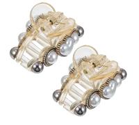 TOMETURE Pearl Decorative Barrettes Vintage Lightweight Hair Clasp 2pcs Heart-shaped Resin Hair Jaw Clips in Beige for Daily and Wedding Use
