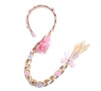 TOMETURE Pink Braid Hairband Creative and Beautiful Style Natural Looking Fiber Hair Extension Headband Long-term Use Suitable for Daily Life and Dating