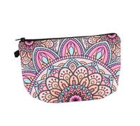 TOMETURE Portable Makeup Storage Bag with 3D Printed Mandala Flowers Pattern, Polyester Cosmetic Storage Pouch Easy to Carry for Travel and Birthdays