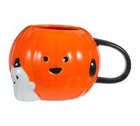 TOMETURE Pumpkin Coffee Mug: 10 Oz Ceramic Tea Mug - Halloween Ghost Pattern for Latte, Cappuccino, Cocoa, Fall, Autumn, Dishwasher & Microwave Safe Orange