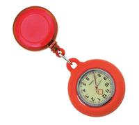 TOMETURE Red Hanging Nurse Watch with Accurate Quartz Movement and Easy to Retract Plastic Design Portable Telescopic Nurse Fob Watch at Work
