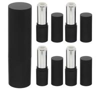 TOMETURE Refillable Lipstick Tubes and Easy to Fill Matte Black Plastic 5pcs with Silver Inner Ring, Ergonomic Design round Shape Containers for DIY Lip Balm and Daily Use at Home