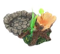 TOMETURE Resin Reptile Feeding Basin for Turtles and Reptiles with Smooth Surface to Avoid Worms Escaping, Rocks Style Water and Food Container Suitable for Terrarium and Fish