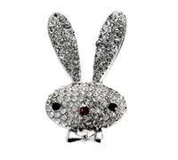 TOMETURE Shiny Alloy and Crystal Material Pin Rabbit with Rhinestone Decoration Brooch Little Vibrant White Brooch for Women Parties and Wedding Accessories