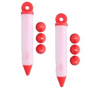 TOMETURE Silicone Cake Decorating Pens 2 Sets Red Colour with Hook and Pen Tips for Baking and Dessert Decoration