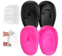 TOMETURE Silicone Ear Covers Comfortable Hairdressing Ear for Hair Dye 2 Pairs and Shower Protection, Universal Size with Elastic Opening, Suitable for Barbershop and Bathroom Use