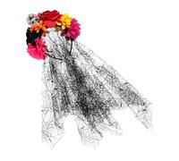 TOMETURE Spider Web Headband with Rose Detail for Women, Fabric Material Halloween Comfortable Party Headband Suitable for Halloween and Carnival Events