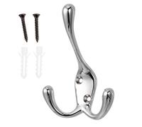 TOMETURE Vintage Chrome Double Wall-Mounted Curtain Hooks, Iron Clothes and Hat Hanger for Entryway and Bathroom, Small Retro Design Suitable for Home Storage and Shower Towels