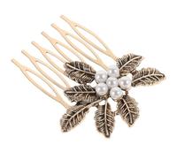 TOMETURE Vintage Golden Zinc Alloy Elegant Retro Leaf Pattern for Women Hair Side Comb Hair Accessory, Easy to Match Wedding Party Decoration and Photograph Prop
