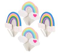 TOMETURE Wall Hooks for Hanging Rainbow Heavy-Duty Hooks Cute Self-Adhesive 4pcs Cloud Resistant to Deformation Coats Keys Towels for Living Rooms and Bedrooms