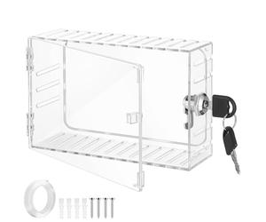 TOMETURE Wall Mounted Thermostat Lock Box with Key and 4Pcs Screws Acrylic Thermostat Guard Compatible with Hive, Nest Boiler Controls for Indoor Protection