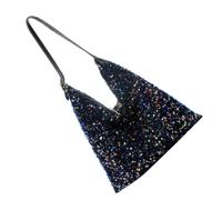 TOMETURE Women Sequins Shoulder Bag PU Tote for Ladies, Black | All-match Style, Chain Strap Carry Option, Casual Use, Wear Resistance, Easy Storage for Small Items