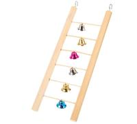 TOMETURE Wooden Budgie Ladder for Bird Cage with Bell Bird Climbing Ladder Natural Beige Wood Material for Physical Activity and Improved Health