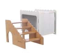 TOMETURE Wooden Hamster Hideout with Climbing Ladder for Small Pets See-through Digging Box Spacious Two-layer Shelter for Gerbils Mice Rats Cage Accessory for Active Pet Play and Exercise