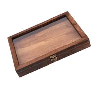 TOMETURE Wooden Insect Specimen Box with Glass Cover, Dustproof Rectangular Storage Display Case 36.5X26X5.5Cm, Carbonized Paulownia Wood for Butterfly and Plant Collections