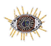 TOMETURE Yellow Cloth Sticker Patch for Clothes Covering Holes Or Scars, Creative Beaded Eye Applique for DIY Garments Decoration, Fashionable Delicate Patch for Dress and Clothing