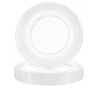 Tomeurperf 10Pcs Clear Charger Plates Bulk Wedding - 13" Premium Clear Plastic Chargers with Transparent Beaded, Decorative Dinner Charger Plates for Events & Parties