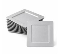 Tomeurperf 10Pcs Silver Charger Plates Bulk Wedding - 13" Premium Square Chargers for Dinner Plates, Decorative Charger Plates for Events & Parties