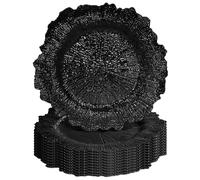 Tomeurperf Black Charger Plates Bulk 10Pcs - 13" Elegant Black Chargers for Dinner Plates, Wedding & Event Decorative Charger Plates Set