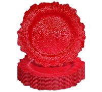 Tomeurperf Red Charger Plates Bulk 10Pcs - 13" Elegant Red Chargers for Dinner Plates, Wedding & Event Decorative Charger Plates Set